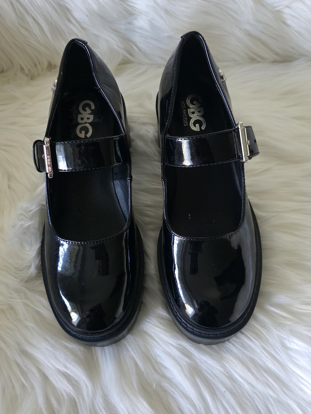 GBG Los Angeles Black Patent Leather Platform Mary Janes size 6 1/2 - Picture 10 of 10